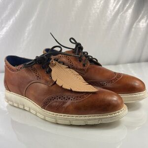 Bed Stu Cayuga II Leather Wingtip Derby Oxfords In Tan Rustic-Sz 10